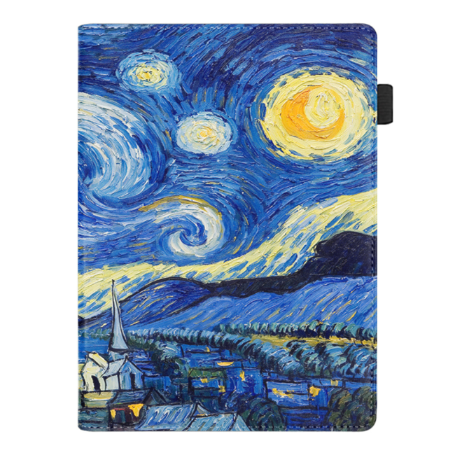 Case2go - E-reader hoes geschikt voor Kobo Clara Colour/ BW - Sleepcover - Auto/Wake functie - Met handstrap - Sterrenhemel