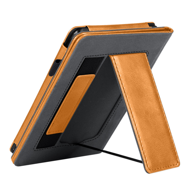 Case2go - E-reader hoes geschikt voor Kobo Clara Colour/ BW - Sleepcover - Auto/Wake functie - Met handstrap - Bruin
