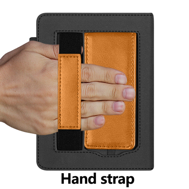 Case2go - E-reader hoes geschikt voor Kobo Clara Colour/ BW - Sleepcover - Auto/Wake functie - Met handstrap - Bruin