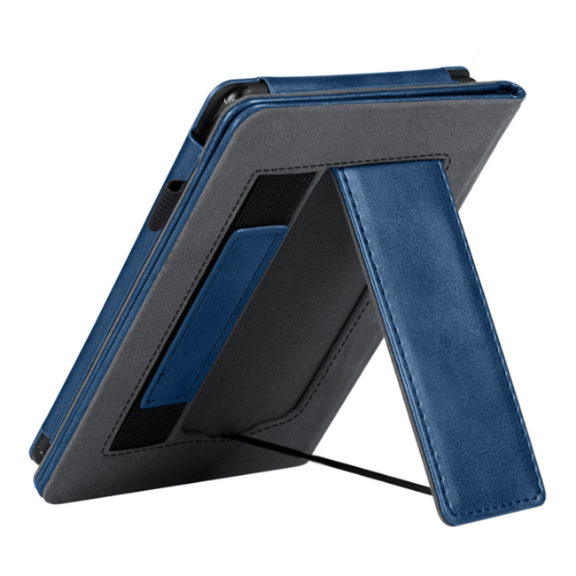 Case2go - E-reader hoes geschikt voor Kobo Clara Colour/ BW - Sleepcover - Auto/Wake functie - Met handstrap - Donker Blauw