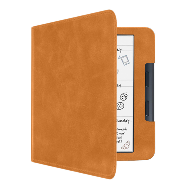 Case2go - E-reader hoes geschikt voor Kobo Libra Colour - Sleepcover - Auto/Wake functie - Met handstrap - Bruin
