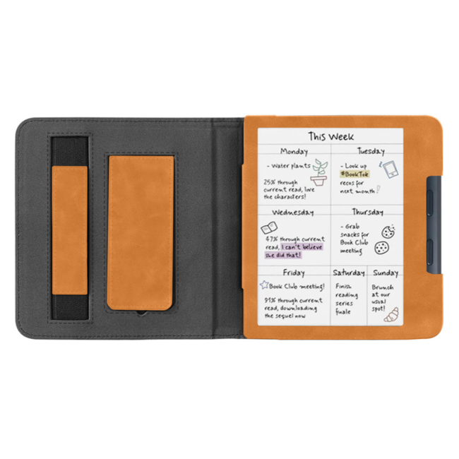 Case2go - E-reader hoes geschikt voor Kobo Libra Colour - Sleepcover - Auto/Wake functie - Met handstrap - Bruin