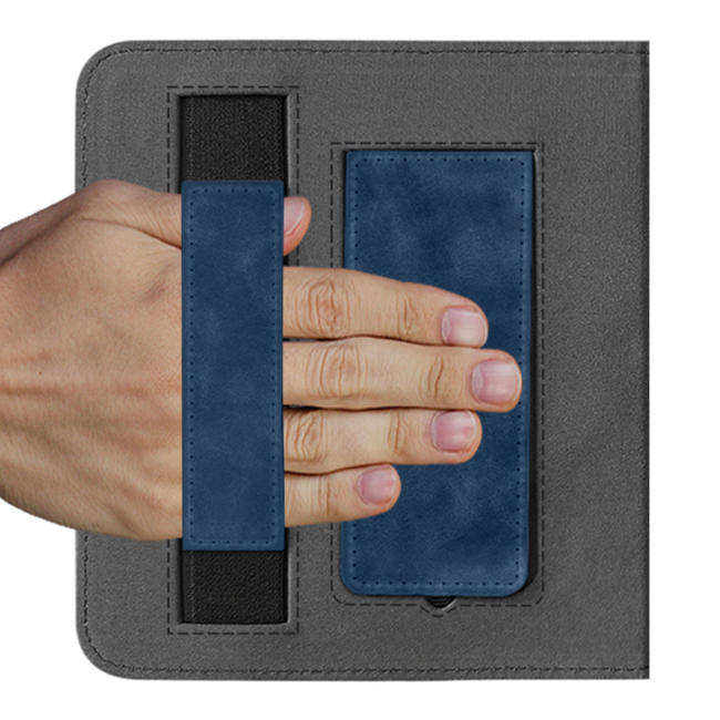 Case2go - E-reader hoes geschikt voor Kobo Libra Colour - Sleepcover - Auto/Wake functie - Met handstrap - Donker Blauw