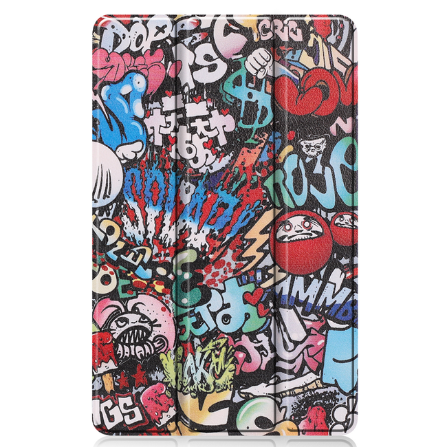 Hoozey - Tablet hoes geschikt voor Samsung Galaxy Tab S6 Lite (2024) - 10.4 inch - Tri-Fold Book Case - Graffiti