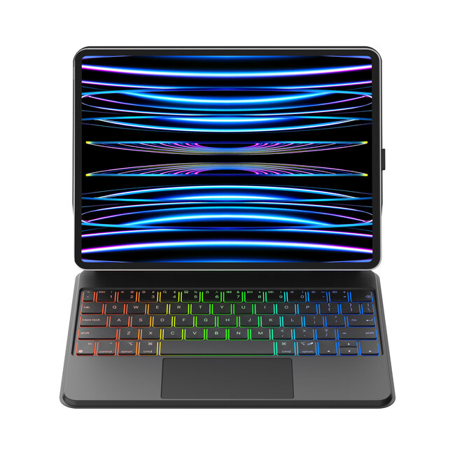 Case2go - Bluetooth toetsenbord geschikt voor Apple iPad Air 11 /Apple iPad Pro 11 / Apple iPad Air 10.9 - Bluetooth Toetsenbord hoes - met Touchpad en Toetsenbordverlichting - Zwart