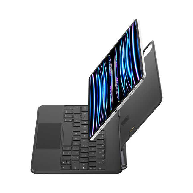 Case2go - Bluetooth toetsenbord geschikt voor Apple iPad Air 11 /Apple iPad Pro 11 / Apple iPad Air 10.9 - Bluetooth Toetsenbord hoes - met Touchpad en Toetsenbordverlichting - Zwart