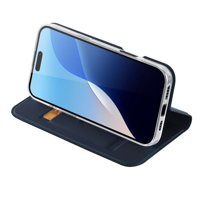 Dux Ducis - Telefoon Hoesje geschikt voor de Apple iPhone 16 Pro  - Skin Pro Book Case - Blauw