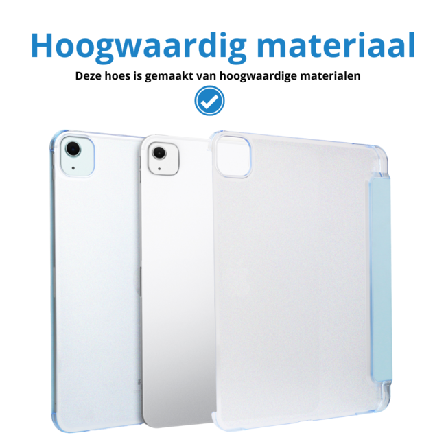 Case2go - Tablet hoes geschikt voor Apple iPad Air (2024) / Apple iPad Air (2025) - 11 Inch - Tri-fold Frosted Case met Auto/Wake Functie - Met Pencilhouder - Licht Blauw