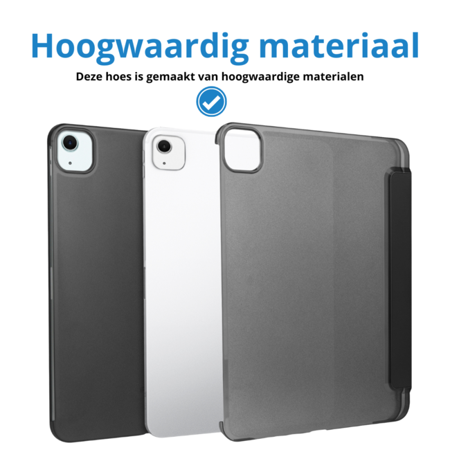 Case2go - Tablet hoes geschikt voor Apple iPad Air (2024) / Apple iPad Air (2025) - 13 Inch - Tri-fold Frosted Case met Auto/Wake Functie - Met Pencilhouder - Zwart
