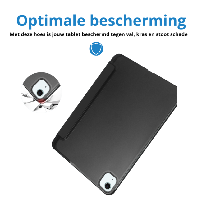 Case2go - Tablet hoes geschikt voor Apple iPad Air (2024) / Apple iPad Air (2025) - 13 Inch - Tri-fold Frosted Case met Auto/Wake Functie - Met Pencilhouder - Zwart
