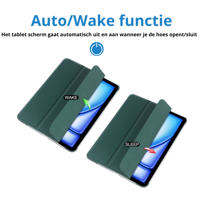 Case2go - Tablet hoes geschikt voor Apple iPad Air (2024) / Apple iPad Air (2025) - 13 Inch - Tri-fold Frosted Case met Auto/Wake Functie - Met Pencilhouder - Donkergroen