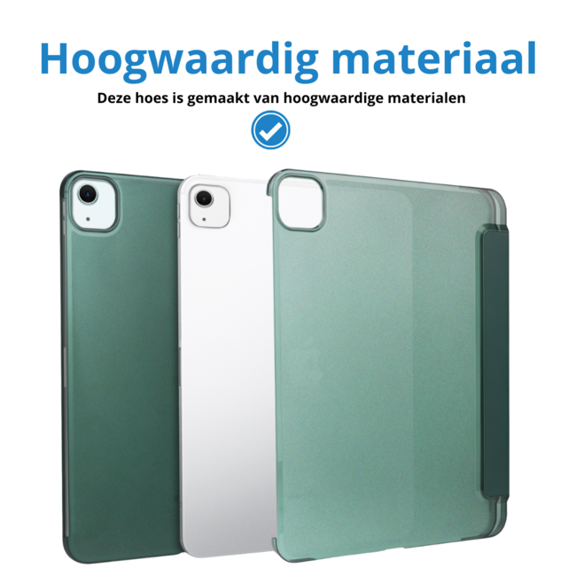 Case2go - Tablet hoes geschikt voor Apple iPad Air (2024) / Apple iPad Air (2025) - 13 Inch - Tri-fold Frosted Case met Auto/Wake Functie - Met Pencilhouder - Donkergroen
