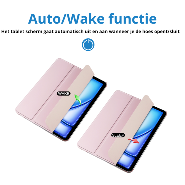 Case2go - Tablet hoes geschikt voor Apple iPad Air (2024) / Apple iPad Air (2025) - 13 Inch - Tri-fold Frosted Case met Auto/Wake Functie - Met Pencilhouder - Rosé-goud