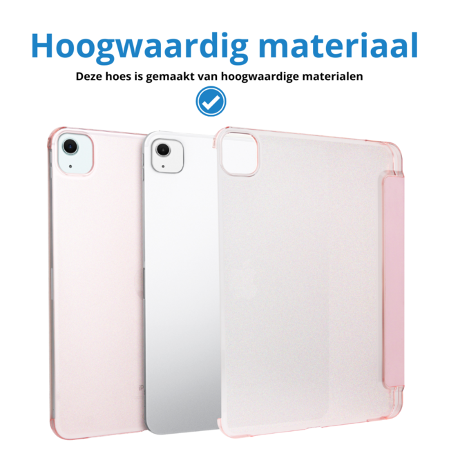 Case2go - Tablet hoes geschikt voor Apple iPad Air (2024) / Apple iPad Air (2025) - 13 Inch - Tri-fold Frosted Case met Auto/Wake Functie - Met Pencilhouder - Rosé-goud