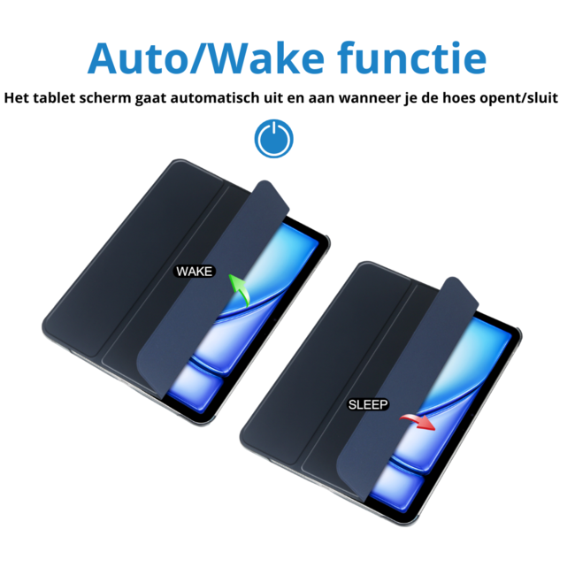 Case2go - Tablet hoes geschikt voor Apple iPad Air (2024) / Apple iPad Air (2025) - 13 Inch - Tri-fold Frosted Case met Auto/Wake Functie - Met Pencilhouder - Donkerblauw