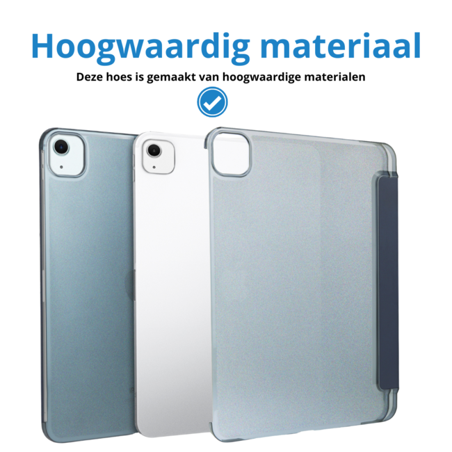 Case2go - Tablet hoes geschikt voor Apple iPad Air (2024) / Apple iPad Air (2025) - 13 Inch - Tri-fold Frosted Case met Auto/Wake Functie - Met Pencilhouder - Donkerblauw