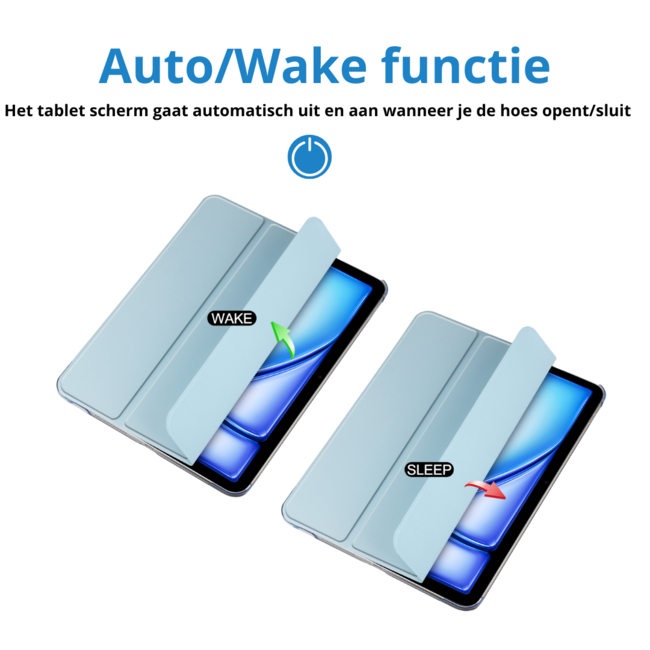Case2go - Tablet hoes geschikt voor Apple iPad Air (2024) / Apple iPad Air (2025) - 13 Inch - Tri-fold Frosted Case met Auto/Wake Functie - Met Pencilhouder - Lichtblauw