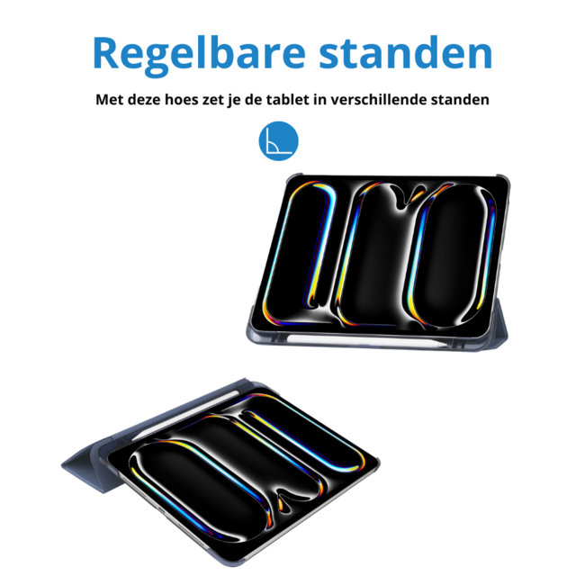 Case2go - Tablet hoes geschikt voor Apple iPad Pro 11 (2025) / Apple iPad Pro 11 (2024) - Tri-fold Frosted Case met Auto/Wake Functie - Met Pencilhouder - 11 inch - Paars