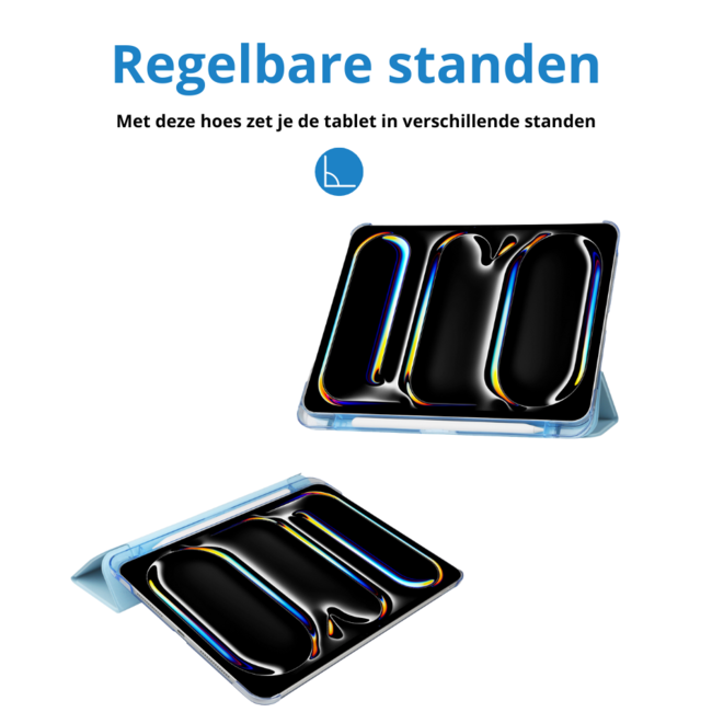 Case2go - Tablet hoes geschikt voor Apple iPad Pro 11 (2025) / Apple iPad Pro 11 (2024) - Tri-fold Frosted Case met Auto/Wake Functie - Met Pencilhouder - 11 inch - Lichtblauw