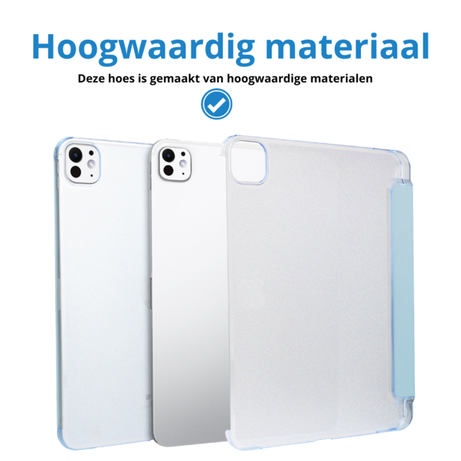 Case2go - Tablet hoes geschikt voor Apple iPad Pro 11 (2025) / Apple iPad Pro 11 (2024) - Tri-fold Frosted Case met Auto/Wake Functie - Met Pencilhouder - 11 inch - Lichtblauw