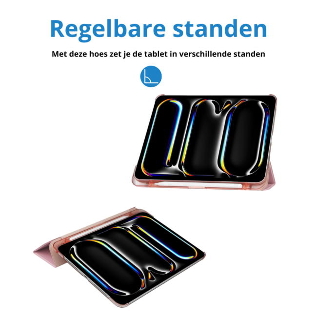 Case2go - Tablet hoes geschikt voor Apple iPad Pro 13 (2025/2024) - Tri-fold Frosted Case met Auto/Wake Functie - Met Pencilhouder - 13 inch - Rosé-goud