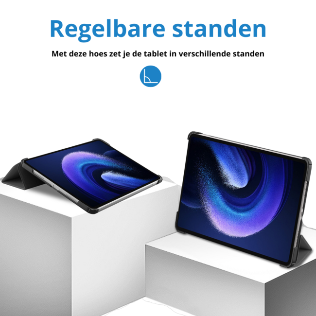 Case2go - Tablet hoes geschikt voor Xiaomi Pad 6 / Pad 6 Pro - Tri-Fold Book Case - Auto Wake/Sleep functie - Grijs