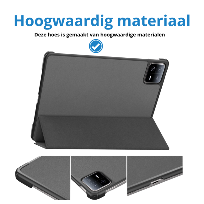 Case2go - Tablet hoes geschikt voor Xiaomi Pad 6 / Pad 6 Pro - Tri-Fold Book Case - Auto Wake/Sleep functie - Grijs