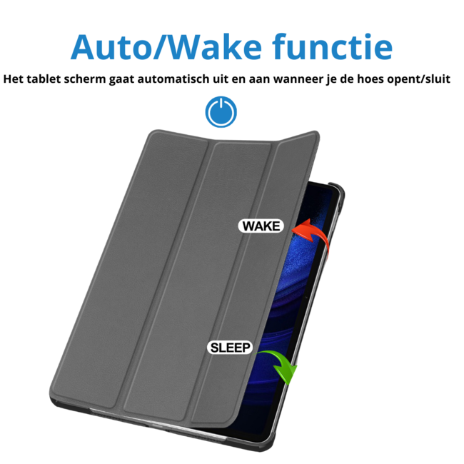 Case2go - Tablet hoes geschikt voor Xiaomi Pad 6 / Pad 6 Pro - Tri-Fold Book Case - Auto Wake/Sleep functie - Grijs