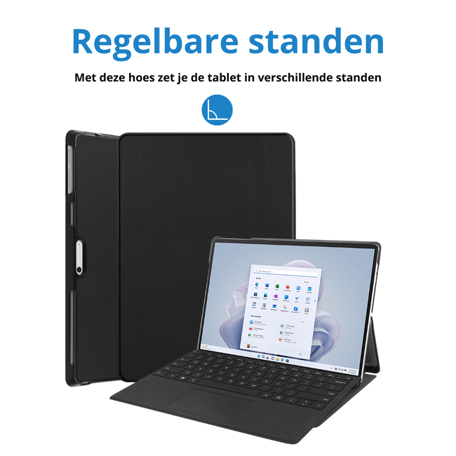 Case2go - Hoes geschikt voor Microsoft Surface Pro 11 - 13 inch Cover - Book Case met Stand Functie - Zwart