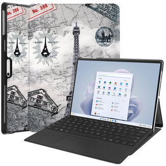 Case2go Case2go - Hoes geschikt voor Microsoft Surface Pro 11 - 13 inch Cover - Book Case met Stand Functie - Eiffeltoren