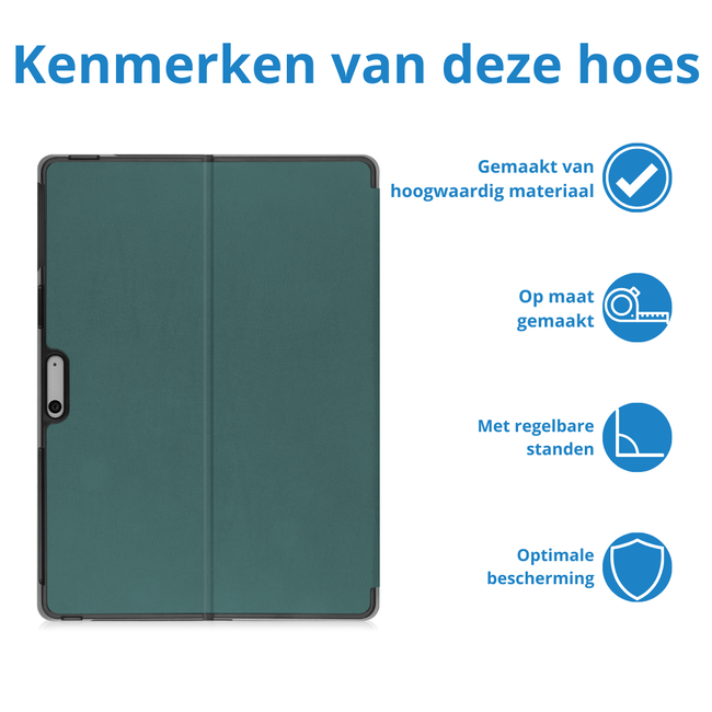 Case2go - Hoes geschikt voor Microsoft Surface Pro 11 - 13 inch Cover - Book Case met Stand Functie - Donker Groen