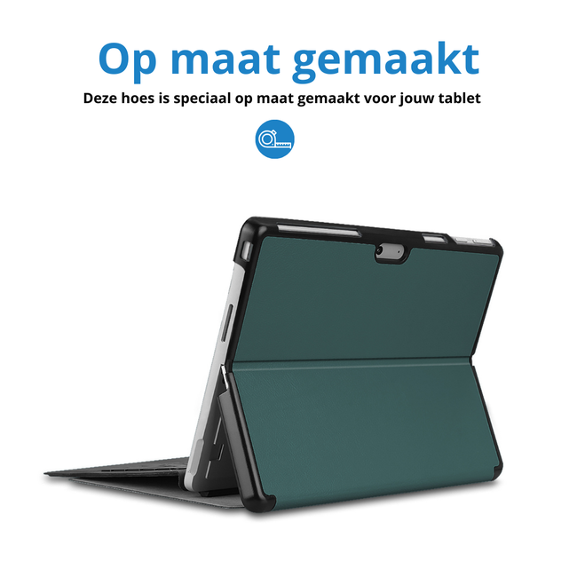 Case2go - Hoes geschikt voor Microsoft Surface Pro 11 - 13 inch Cover - Book Case met Stand Functie - Donker Groen