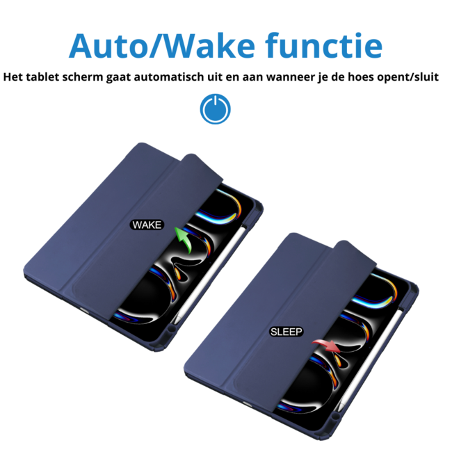 Case2go - Tablet hoes geschikt voor Apple iPad Pro 13 (2025/2024) - Acrylic Trifold case met Pencil houder - Donker Blauw