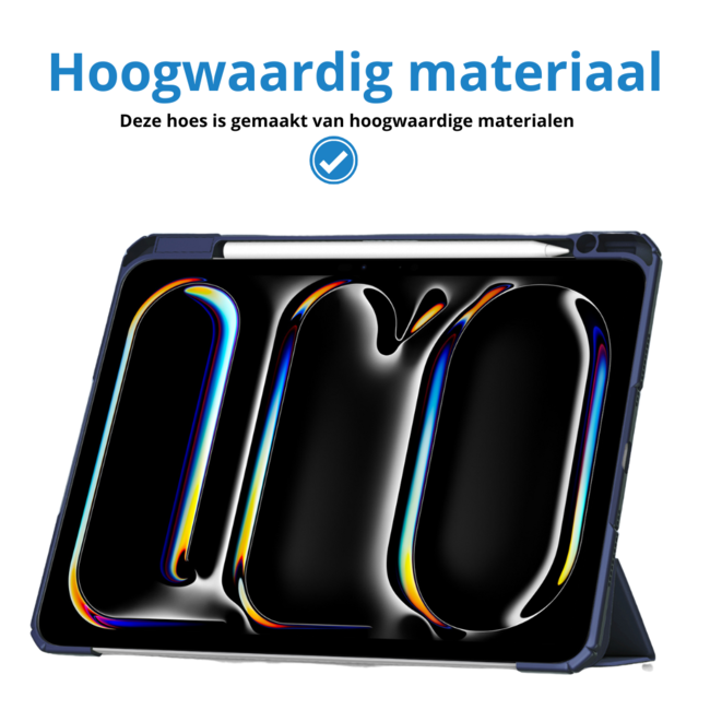 Case2go - Tablet hoes geschikt voor Apple iPad Pro 13 (2025/2024) - Acrylic Trifold case met Pencil houder - Donker Blauw