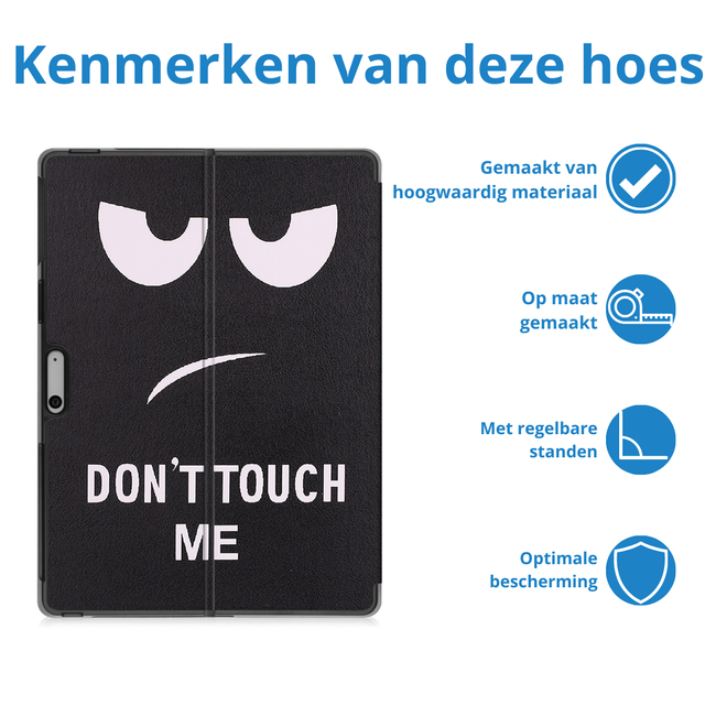 Case2go - Hoes geschikt voor Microsoft Surface Pro 11 - 13 inch Cover - Book Case met Stand Functie - Don't Touch Me