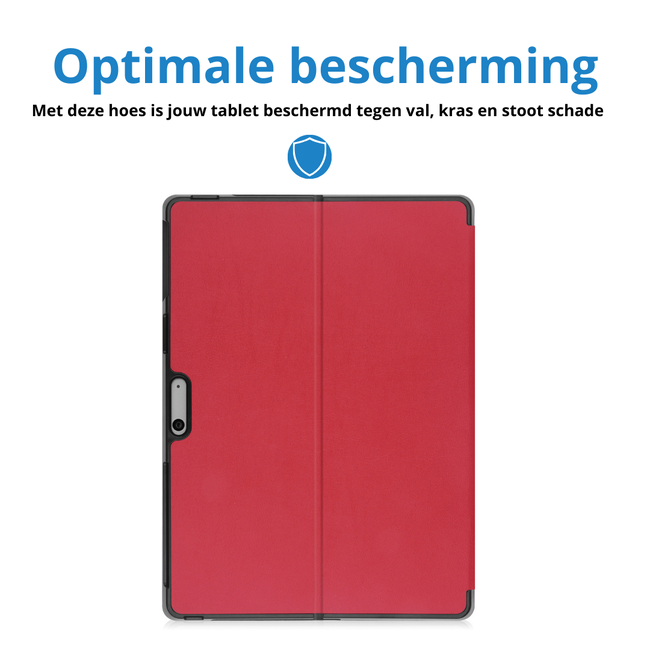 Case2go - Hoes geschikt voor Microsoft Surface Pro 11 - 13 inch Cover - Book Case met Stand Functie - Rood