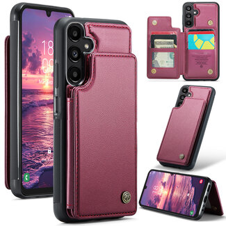 CaseMe CaseMe - Telefoonhoesje geschikt voor Samsung Galaxy A25 - Back Cover met RFID Pasjeshouder - Rood