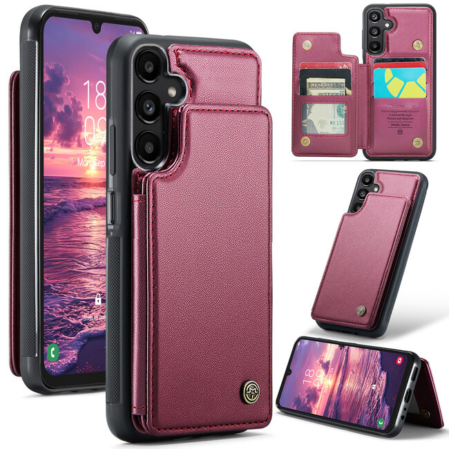 CaseMe - Telefoonhoesje geschikt voor Samsung Galaxy A25 - Back Cover met RFID Pasjeshouder - Rood