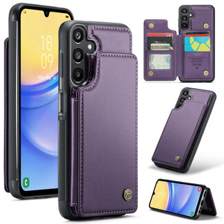 CaseMe CaseMe - Telefoonhoesje geschikt voor Samsung Galaxy A15 - Back Cover met RFID Pasjeshouder - Paars