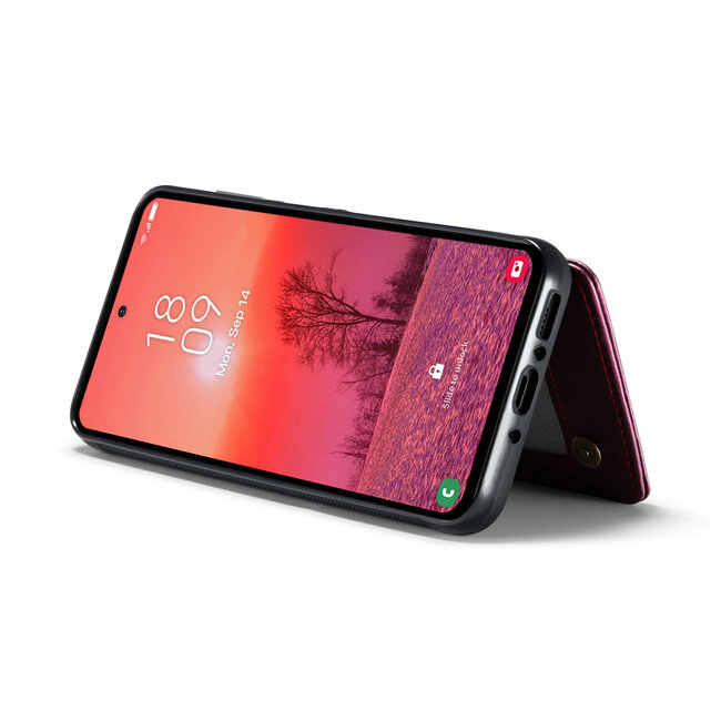 CaseMe - Telefoonhoesje geschikt voor Samsung Galaxy A35 - Back Cover met RFID Pasjeshouder - Rood