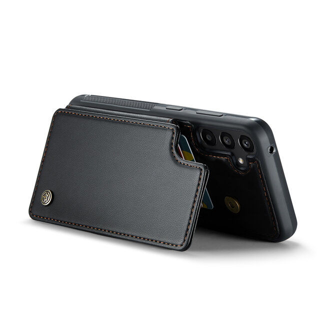 CaseMe - Telefoonhoesje geschikt voor Samsung Galaxy A35 - Back Cover met RFID Pasjeshouder - Zwart