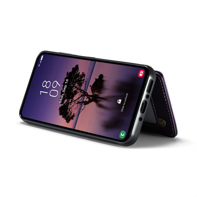 CaseMe - Telefoonhoesje geschikt voor Samsung Galaxy A35 - Back Cover met RFID Pasjeshouder - Paars