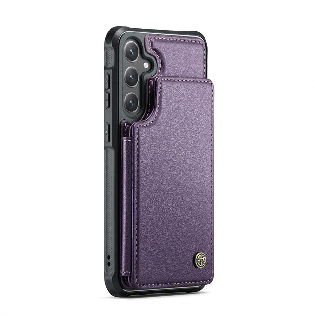 CaseMe - Telefoonhoesje geschikt voor Samsung Galaxy S24 - Back Cover met RFID Pasjeshouder - Paars