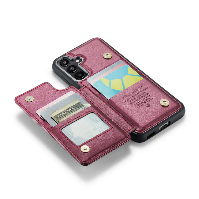 CaseMe - Telefoonhoesje geschikt voor Samsung Galaxy A55 - Back Cover met RFID Pasjeshouder - Rood