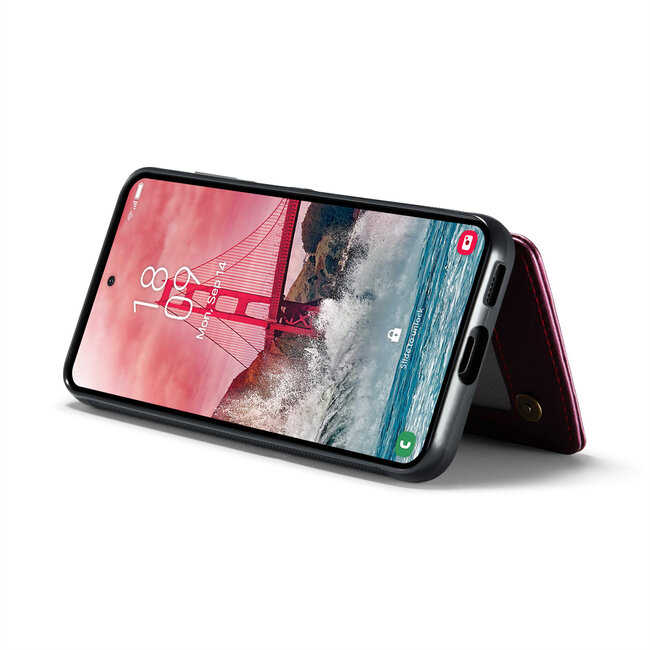 CaseMe - Telefoonhoesje geschikt voor Samsung Galaxy A55 - Back Cover met RFID Pasjeshouder - Rood