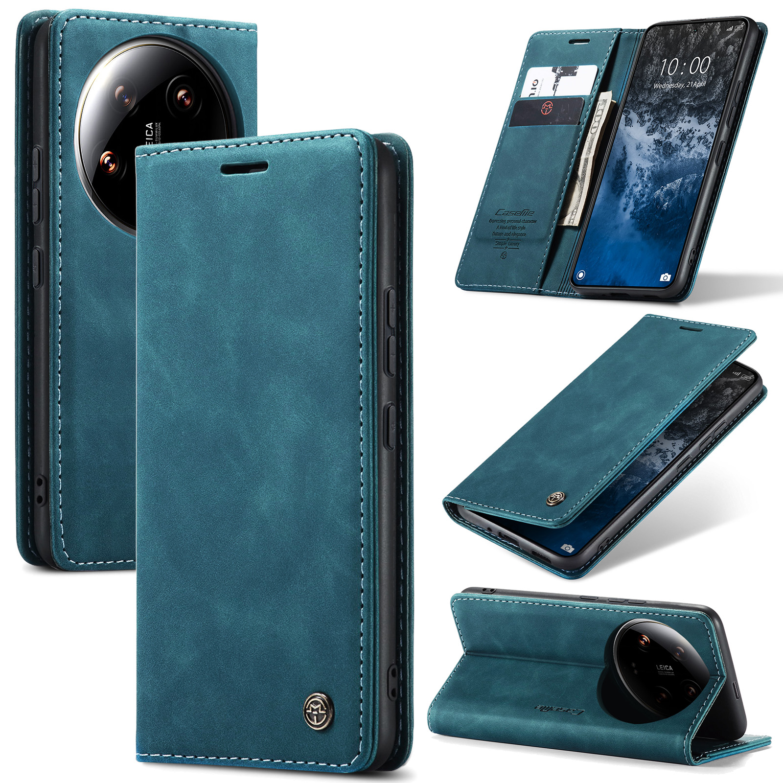 CaseMe - Telefoonhoesje geschikt voor Xiaomi 14 Ultra - Wallet Book Case - Met Magnetische Sluiting - Donkerblauw afbeelding