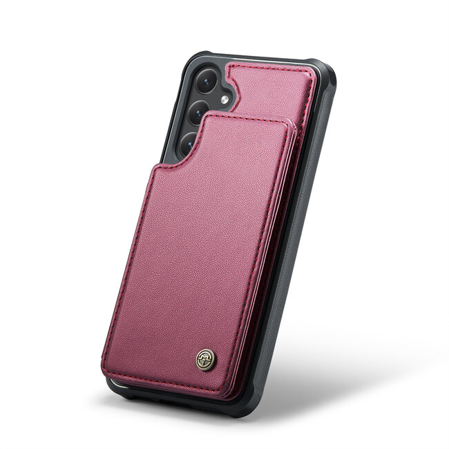 CaseMe - Telefoonhoesje geschikt voor Samsung Galaxy S24 Plus - Back Cover met RFID Pasjeshouder - Rood