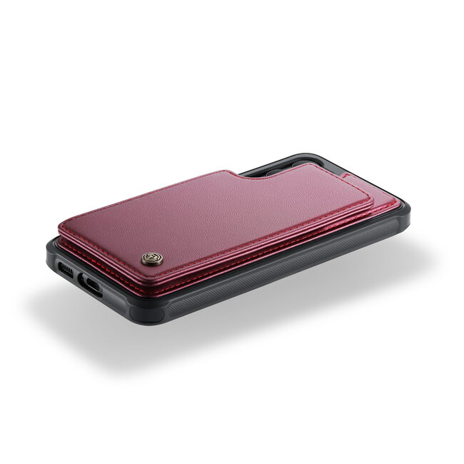 CaseMe - Telefoonhoesje geschikt voor Samsung Galaxy S24 Plus - Back Cover met RFID Pasjeshouder - Rood
