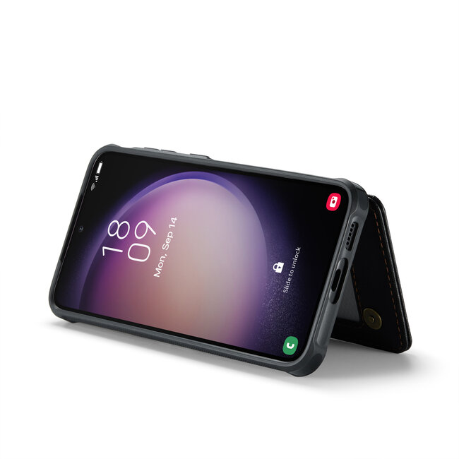 CaseMe - Telefoonhoesje geschikt voor Samsung Galaxy S23 - Back Cover met RFID Pasjeshouder - Zwart