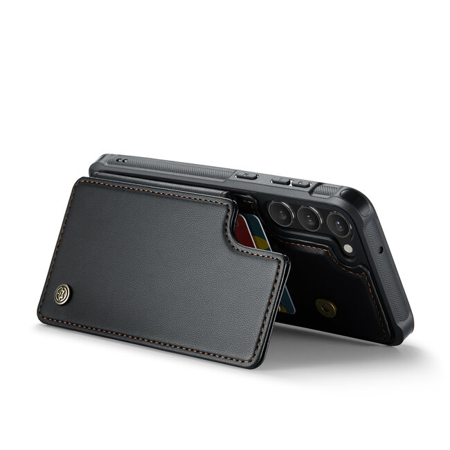 CaseMe - Telefoonhoesje geschikt voor Samsung Galaxy S23 Plus - Back Cover met RFID Pasjeshouder - Zwart